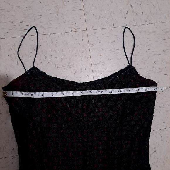 JS collections | Black and red lace trim spaghetti strap long evening go… - Picture 11 of 11